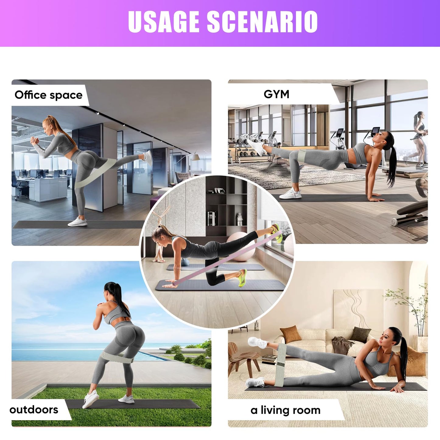 JIN BD Fabric Resistance Bands Set,Exercise Bands for Legs and Booty,Different Levels Elastic Bands for Yoga,Pilates,Home Fitness,Strength Training,Physical Therapy,Workout Bands for Women and Men