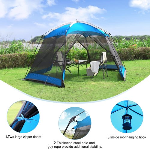 Hyper Venture Screen House 15x13 FT Mesh Canopy Tent Camping Gazebo Shelter for 8-10 People Outdoor Party Activities