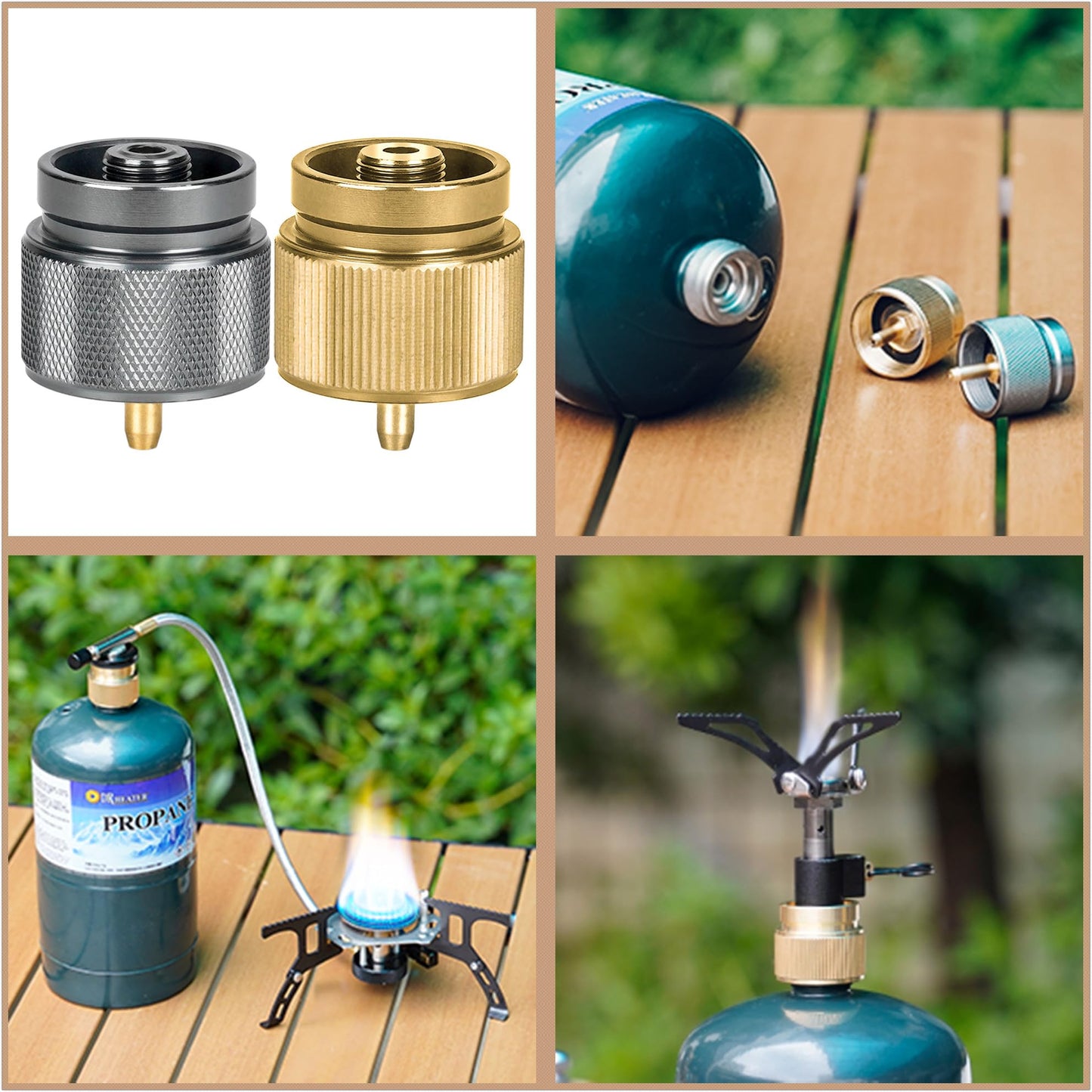 ONLYFIRE OUTDOOR LIVING Camping Stove Adapter, Backpacking Stove Convertor 16oz 1LB Propane Small Tank Input EN417 Lindal Valve Output, Camp Fuel Gas Adapter for Outdoor Backpack Hiking, GS316