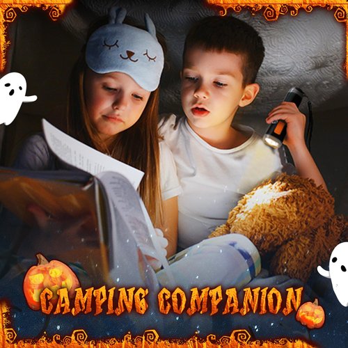 EverBrite Halloween Flashlights Halloween Gifts, Small LED Flash Light Handheld Torch with Lanyard 3AAA Battery Included, 1 Pack-Black