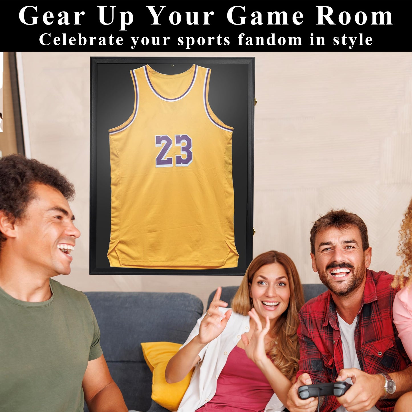 C CRYSTAL LEMON Large Jersey Display Frame Case 31.25"x23.25", – UV-Protected Shadow Box for Sports Memorabilia, Jersey Display for Basketball & Football