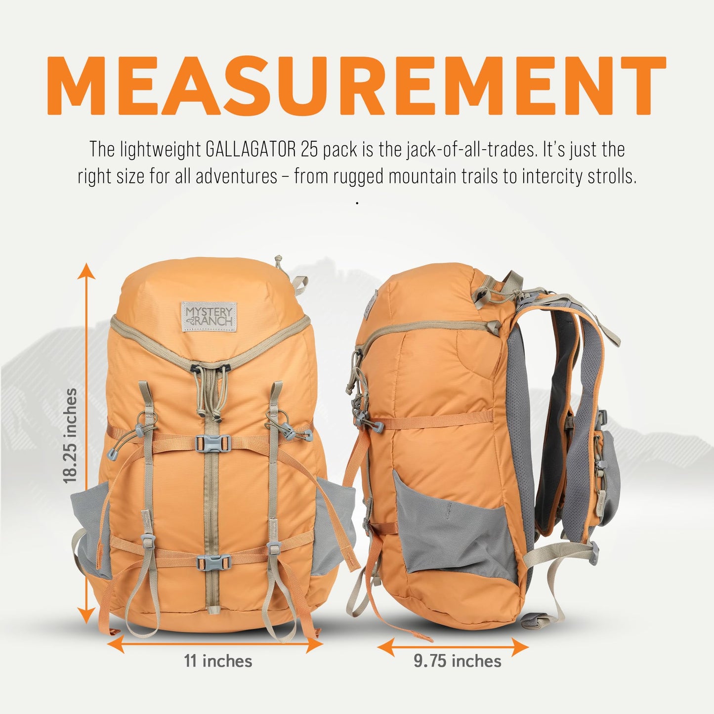 Mystery Ranch Gallagator 25 Backpack – Weather Resistant Travel Bag with Sternum Strap – Fox, 25L, L/XL
