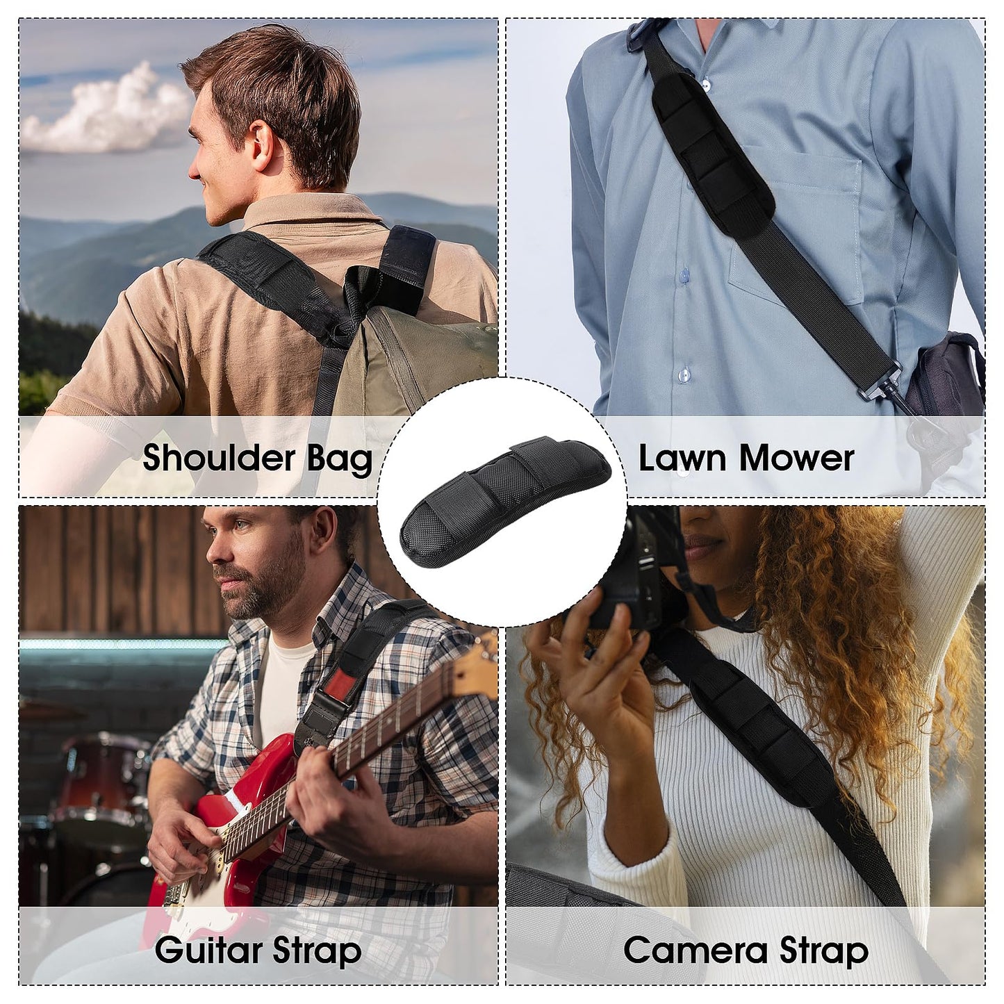 2 Pack Black Shoulder Strap Pad, Extra Thick Shoulder Strap Pad, Removable Luggage Bags Shoulder Strap Pads, Universal Replacement Shoulder Pad, Guitar Strap Pad, Fastener Cushions for Shoulder Bags