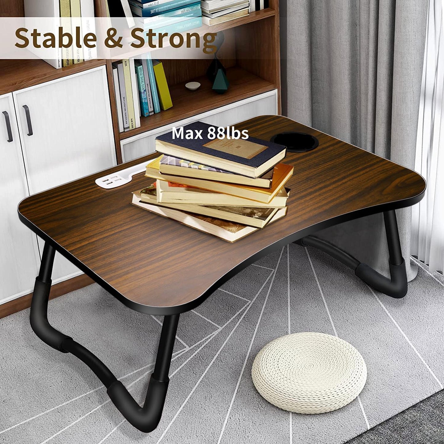 Laptop Bed Desk,Portable Foldable Laptop Lap Desk Tray Table with USB Charge Port/Cup Holder/Storage Drawer,for Bed/Couch/Sofa Working, Reading