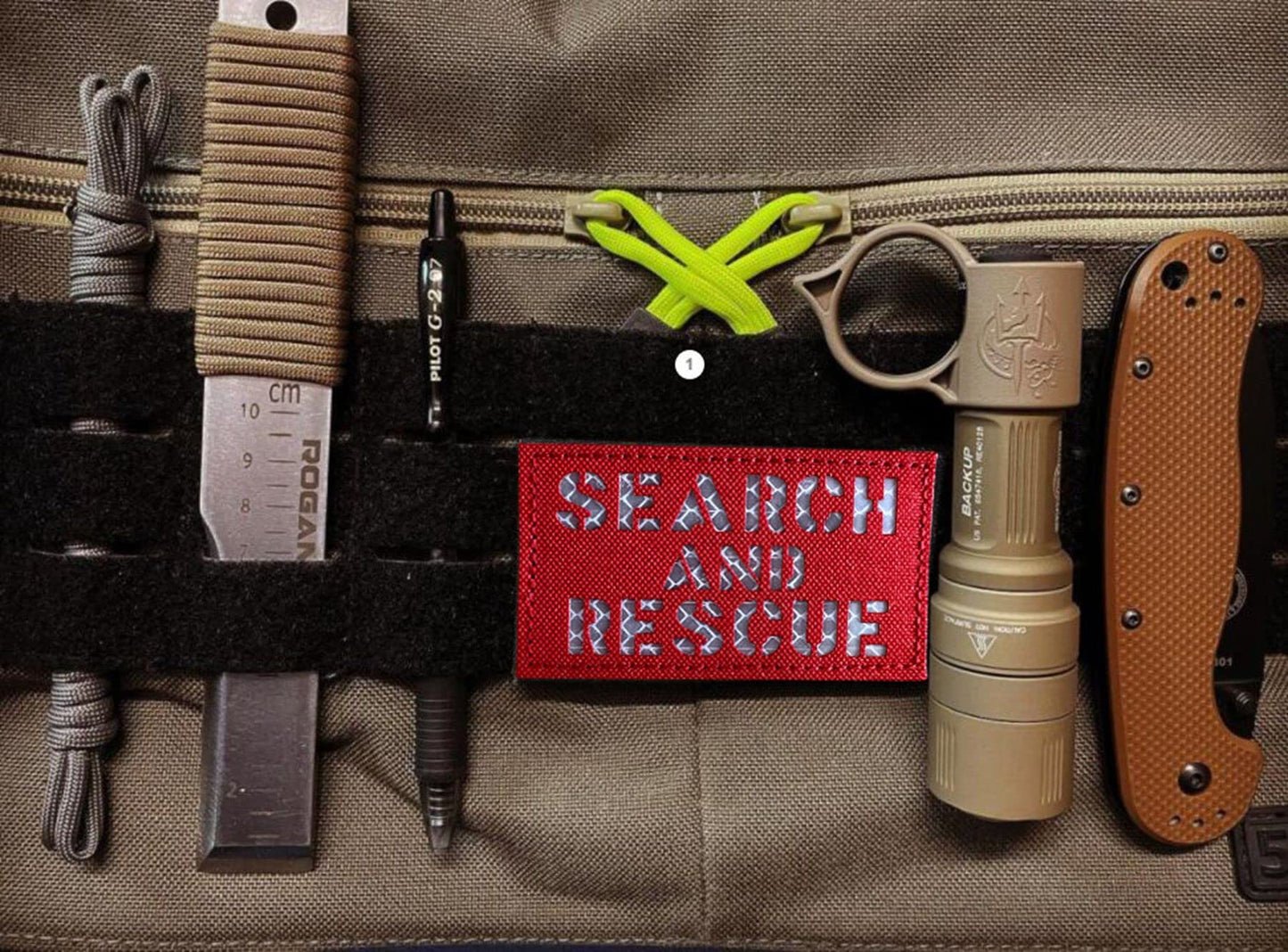 2 Pack Reflective Search and Rescue SAR Patch with Hook Back for Service Harness Tactical Vest Patch (SAR-2)