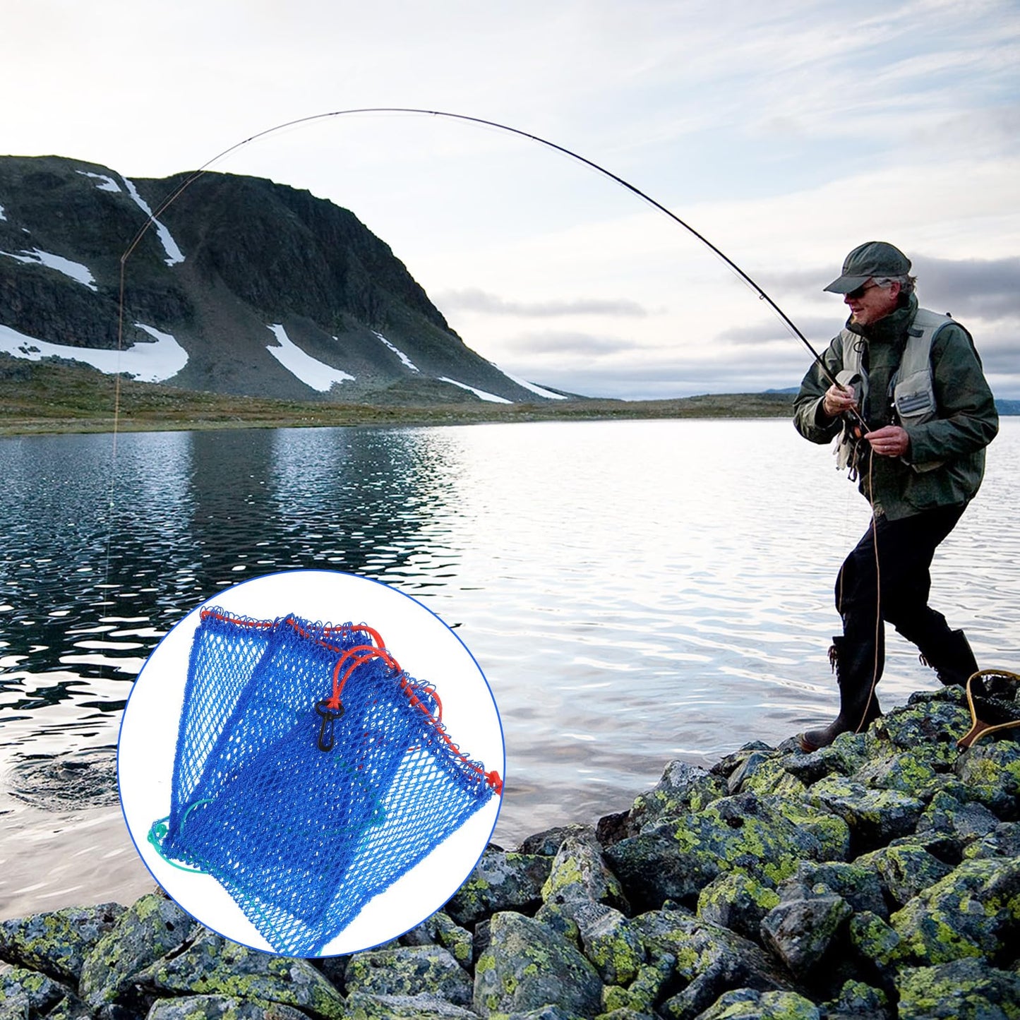 3 Pieces Crab Trap Bait Bags Outdoor Sports Style with 3 Pieces Rubber Locker for Fishing Crab Traps Catch