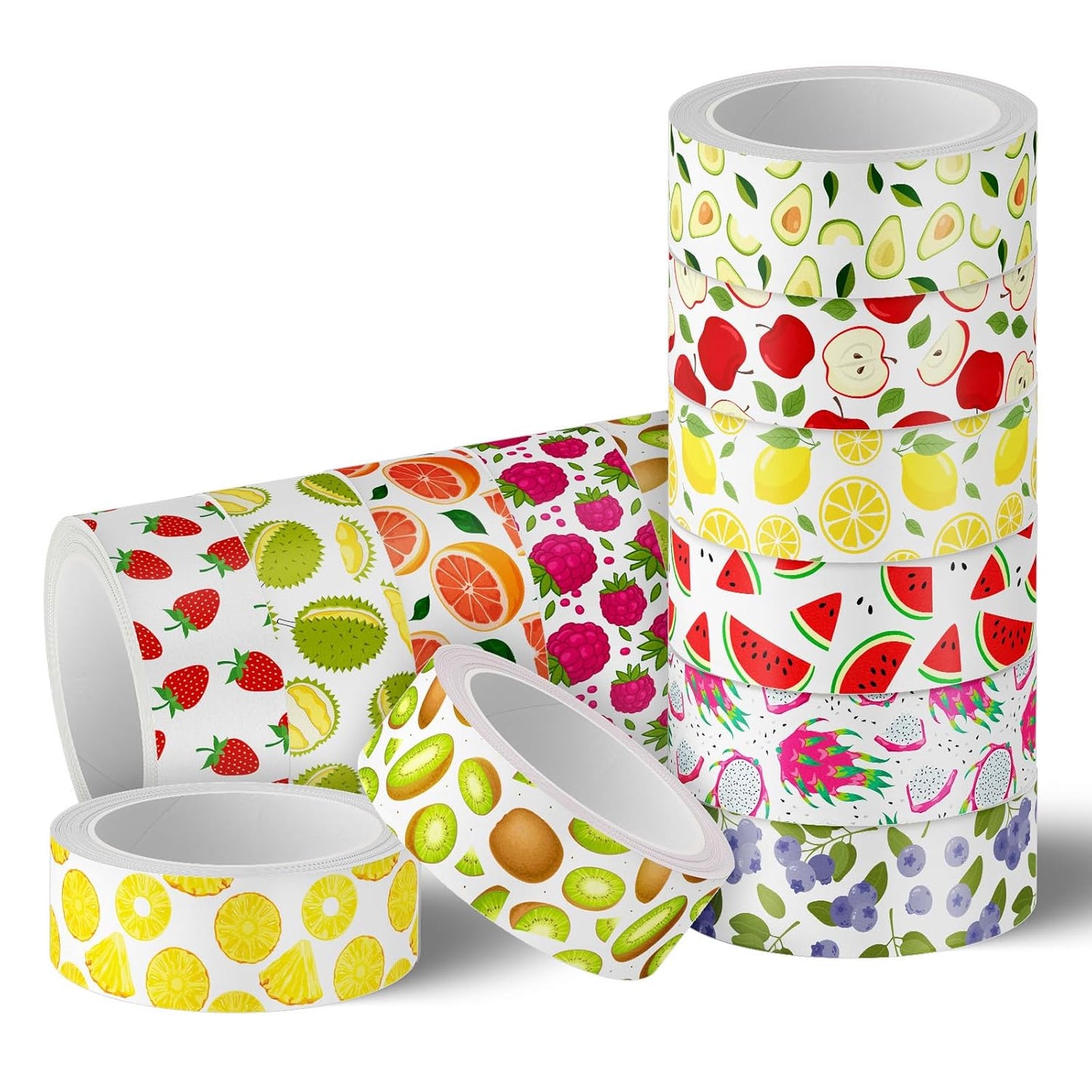 12 Rolls Strawberry Washi Tape Sweet Red Berry Decorative Masking Tape Set Summer Fruit Wrapping Paper Tapes for Scrapbook Journal DIY Art Crafts