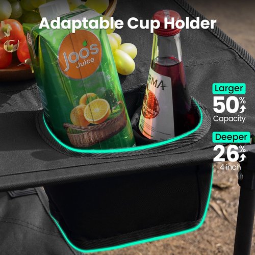 OuterSpa Folding Camping Table, Portable Outdoor Picnic Table, Rectangular Lightweight Camp Table with Storage, Cup Holder and Carry Bag for Barbeque Beach Camping and Tailgate