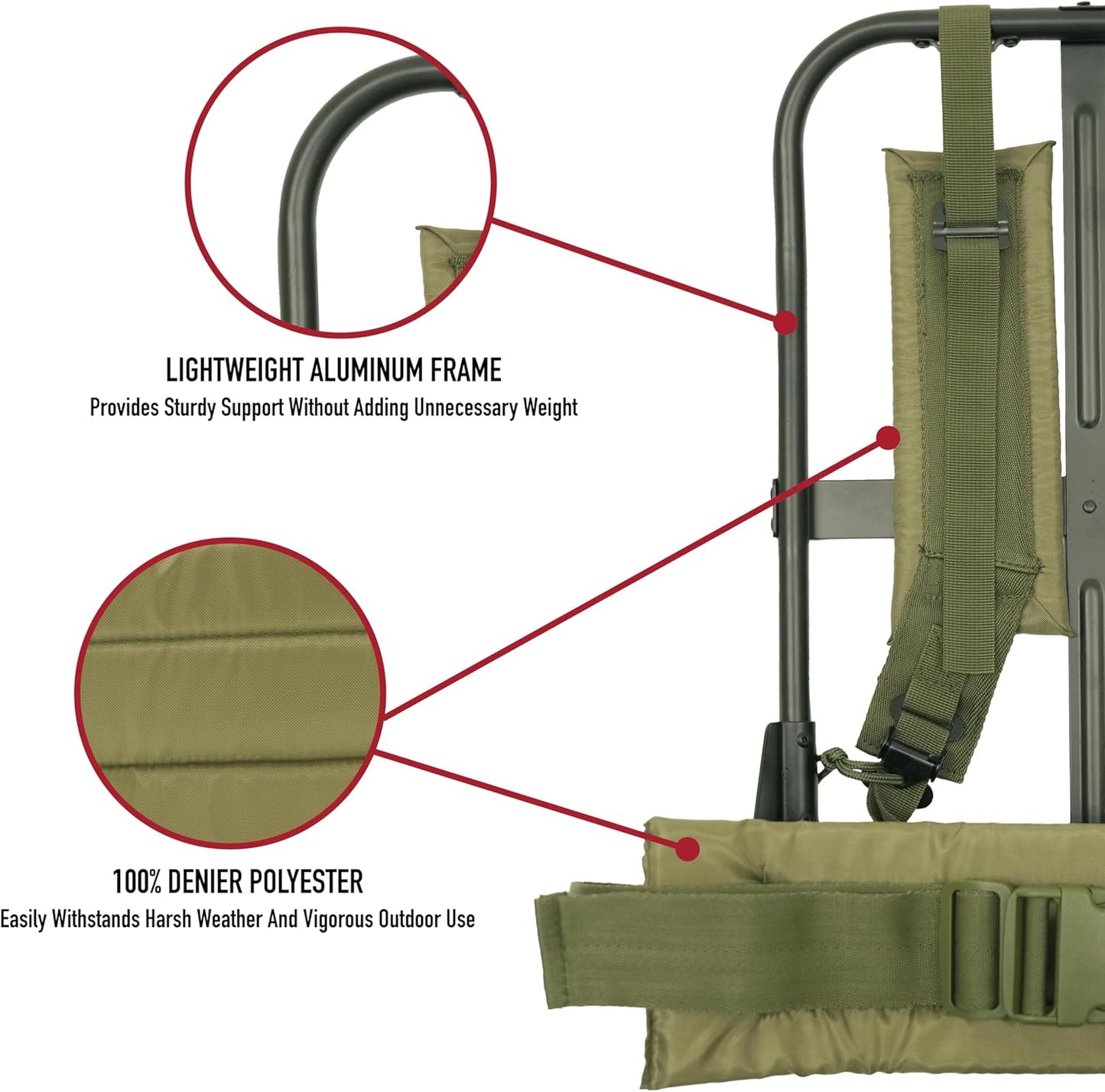 Rothco Alice Pack Frame with Attachments – Includes Padded Shoulder Straps and Kidney Pad Waistbelt – Lightweight Aluminum Construction