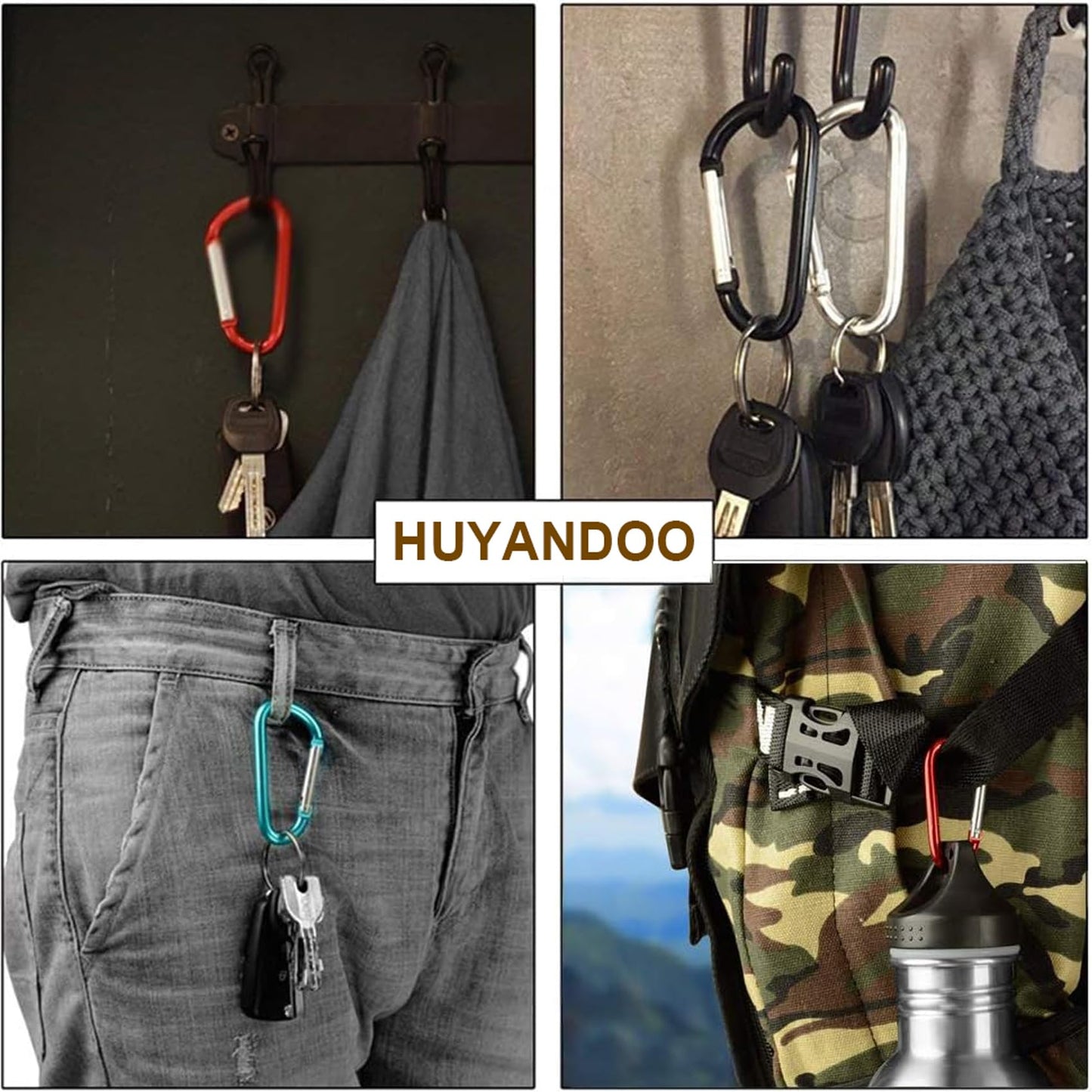 Cute Carabiner Clip, 3" Aluminum Alloy Caribeener D Ring, Spring Snap Hook for Keychain Clip(2pack Colorful)