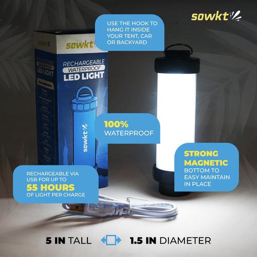 SOWKT Waterproof Cooler Light - 55 Hours of Light on One Charge - Rechargeable LED Light - Cooler Accessories Compatible with YETI, RTIC, ORCA, and more! Great for Camping, Fishing, Parties & Hunting!