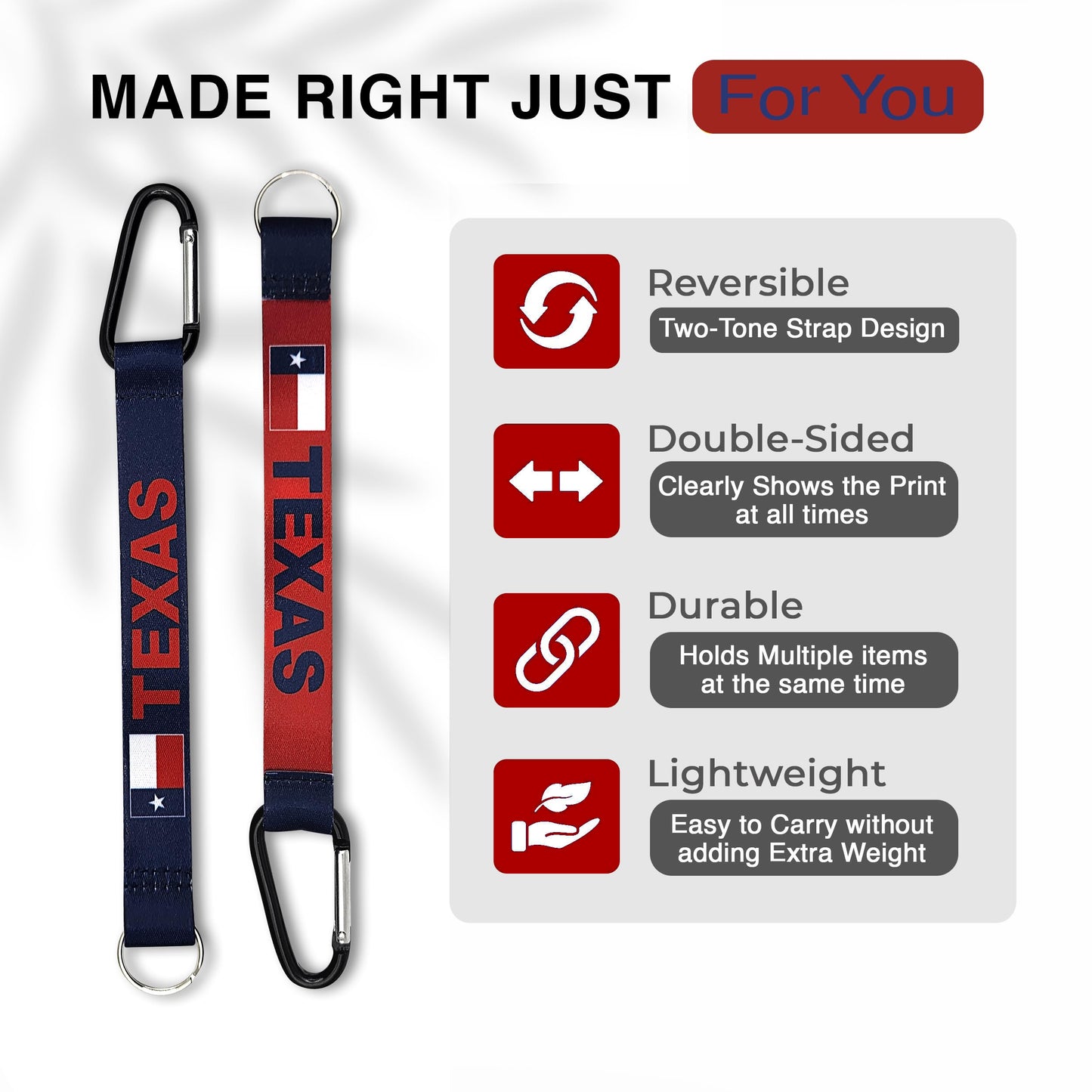 Texas Carabiner Keychain for Car Keys - Water Bottle Clip for Backpack - Belt Clip for Keys Fob ID Wallet - Work Keychain for Men Boyfriend Him Women - Caribiner Key Holder for Pants Jean