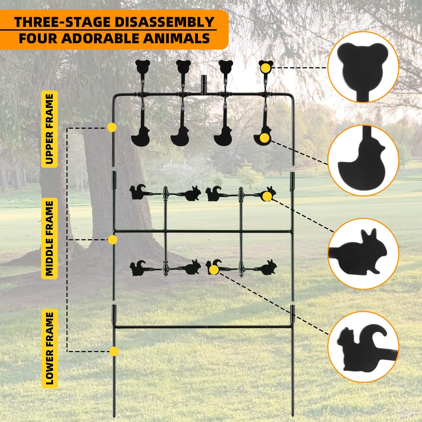 Highwild Multi-Shot Air Gun Pellet BB Gun Target 3-Section Detachable with Adjustable Paper Stand - Rated for .22/.177 Caliber