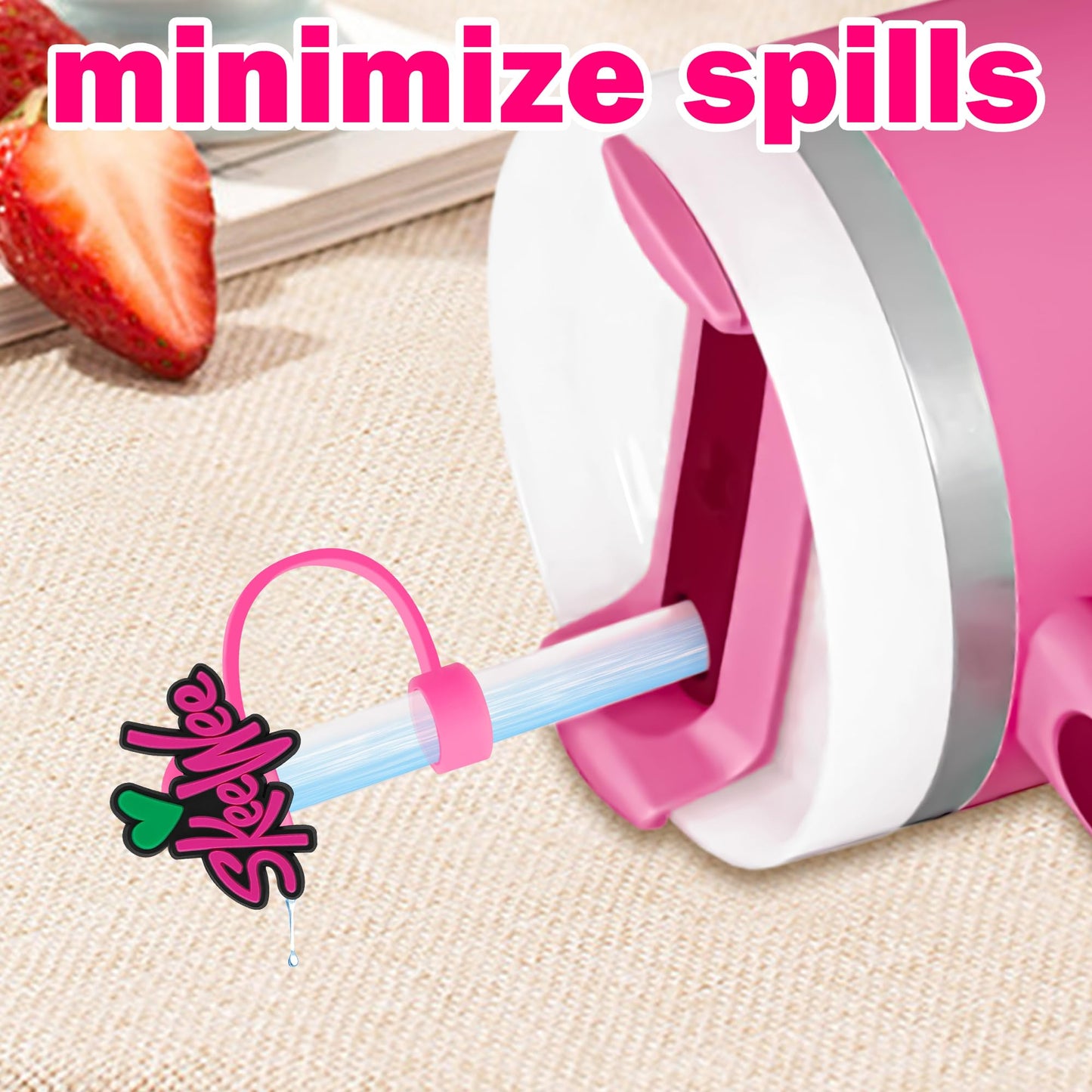 12Pcs Pink Girl Straw Cap Covers for 40oz Stanley Cup Silicone Dust Straws Caps Straw Topper Tips for 0.4inch Straws Cup Accessories