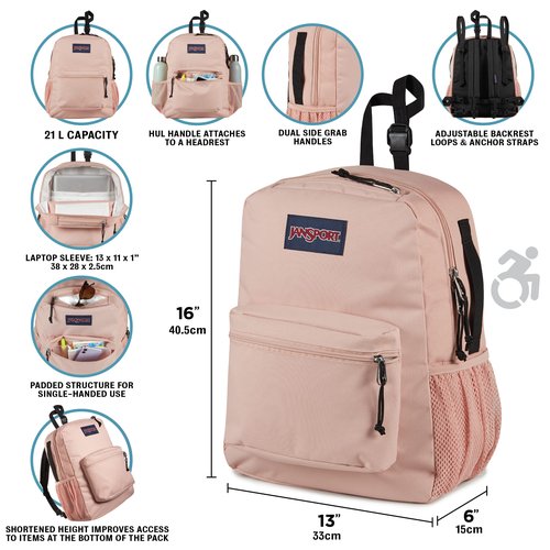 JanSport Central Adaptive Backpack – Wheelchair & Walker Compatible, Tuck-Away Shoulder Straps, Adjustable Backrest Loops & Anchor Straps, Iconic Design, Bad Bows