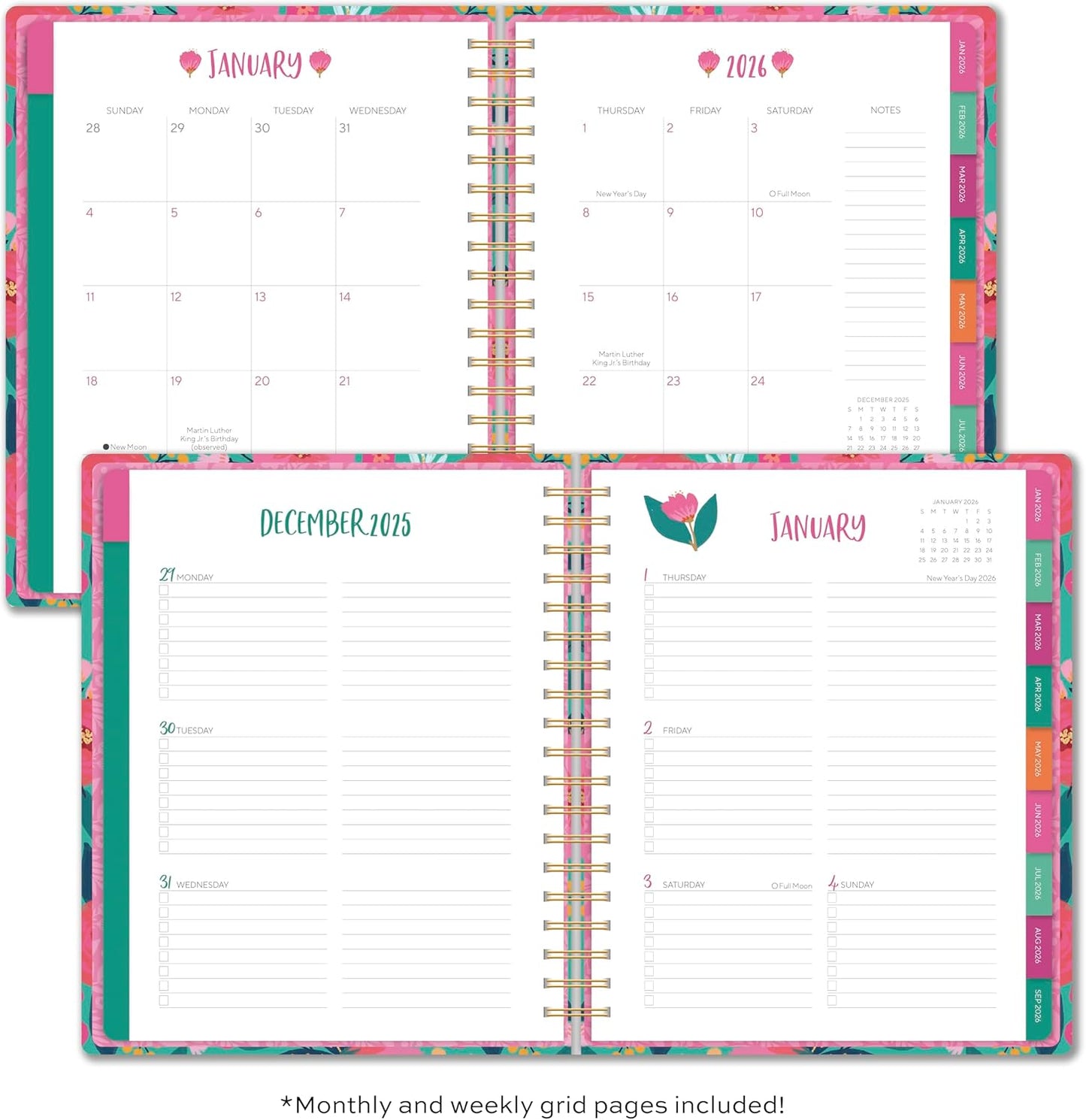 High Note Hardcover Academic Planner 2025-2026, Garden Bee, 9" x 10" 272 Pages, Daily Weekly Monthly Planner 2025-2026 August to December, Back to School Calendar Book for Teachers and Students