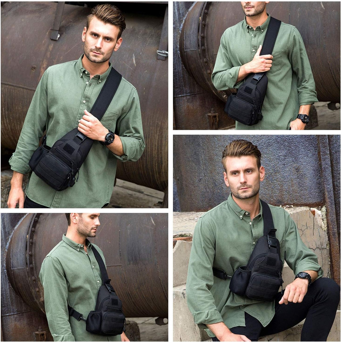 HUNTVP Small Tactical Sling Chest Pack Bag Molle Daypack Backpack Military Crossbody,Type1- ACU Camouflage