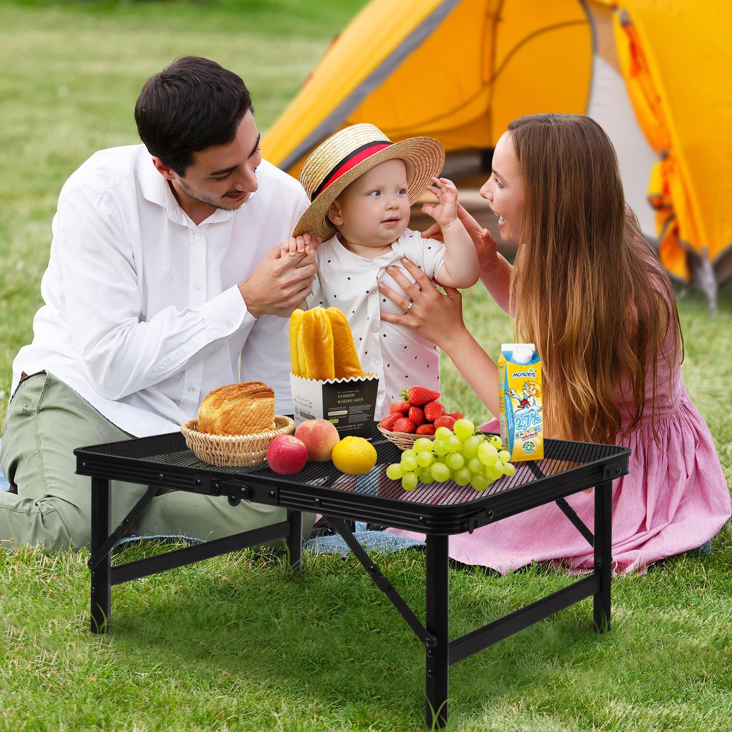 jkwokback 3ft x 2ft Grill Table Portable Camping Table and Grill Table Camping Table Portable Folding Table Outdoor Picnic Table,Height Adjustable Collapsible Table with Mesh Desktop