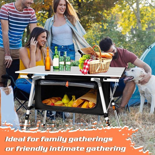 CampLand Aluminum Table Height Adjustable Folding Table Camping Outdoor Lightweight for Camping, Beach, Backyards, BBQ, Party