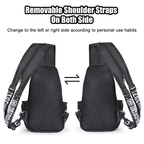 Geestock Crossbody Sling Bag for Men & Women, 2-1 Small Backpack Convertible Sling Backpack Waterproof Shoulder Chest Bag for Daypack Travel Hiking (Black)