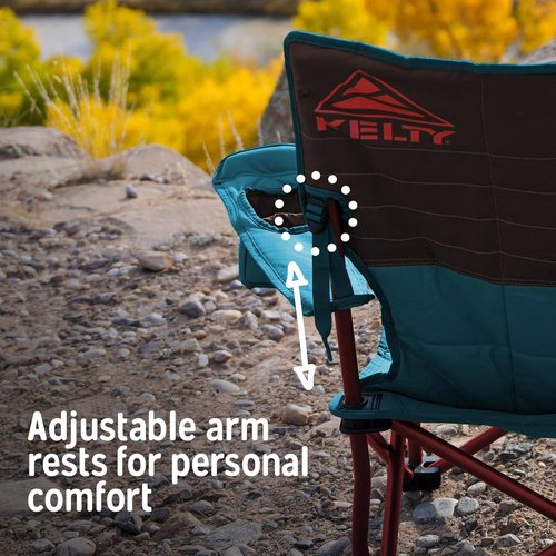 Kelty Deluxe Lounge Chair – Folding Outdoor Camp Chair, Insulated Cupholders, Customized Recline, Steel Frame, Padded Roll Storage, 2024 (Deep Lake)