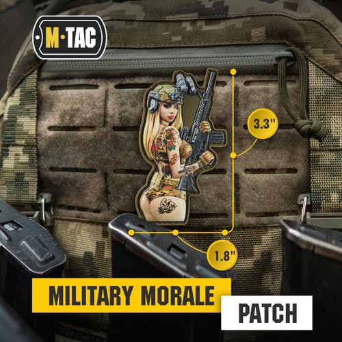 M-Tac Morale Patch Tactical Girl - PVC Tactical Military Patch with Hook Fastener Backing - Real-Looking Patches for Vest, Backpacks, Hats (#8 Lucky)