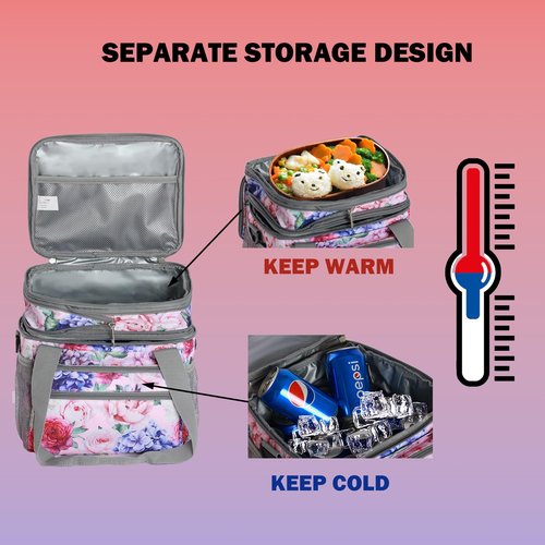 Cango Designer Premium Quality Insulated Large Capacity Lunch Bag for Women and Men, Leakproof Lunch Cooler Bag with Adjustable Shoulder Strap for Adults