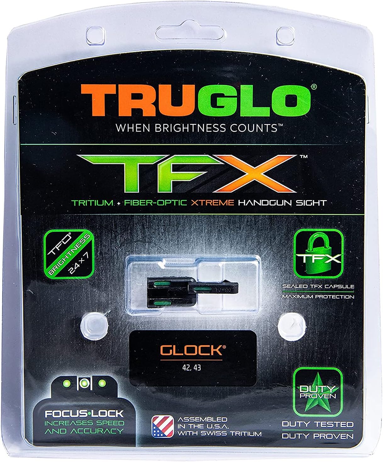 TRUGLO TFX Handgun Sight | Durable Shock-Resistant Compact Brightly Glowing Tritium & Fiber-Optic Xtreme Day/Night Sight for Handguns