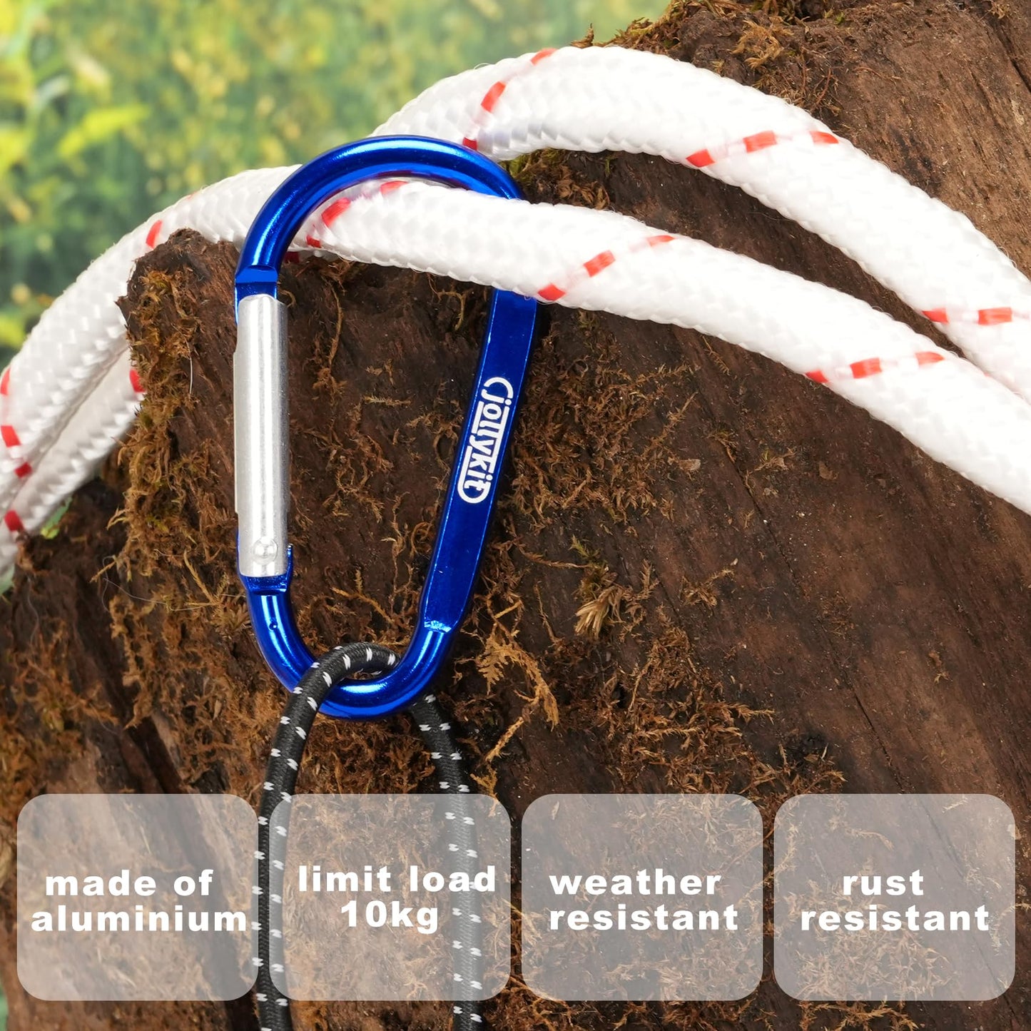 jollykit 6pcs carabiners, 2.2inch Carabiner Clips for Keychain, Aluminium Carabiner is Durable and uesd for Camping and Hiking