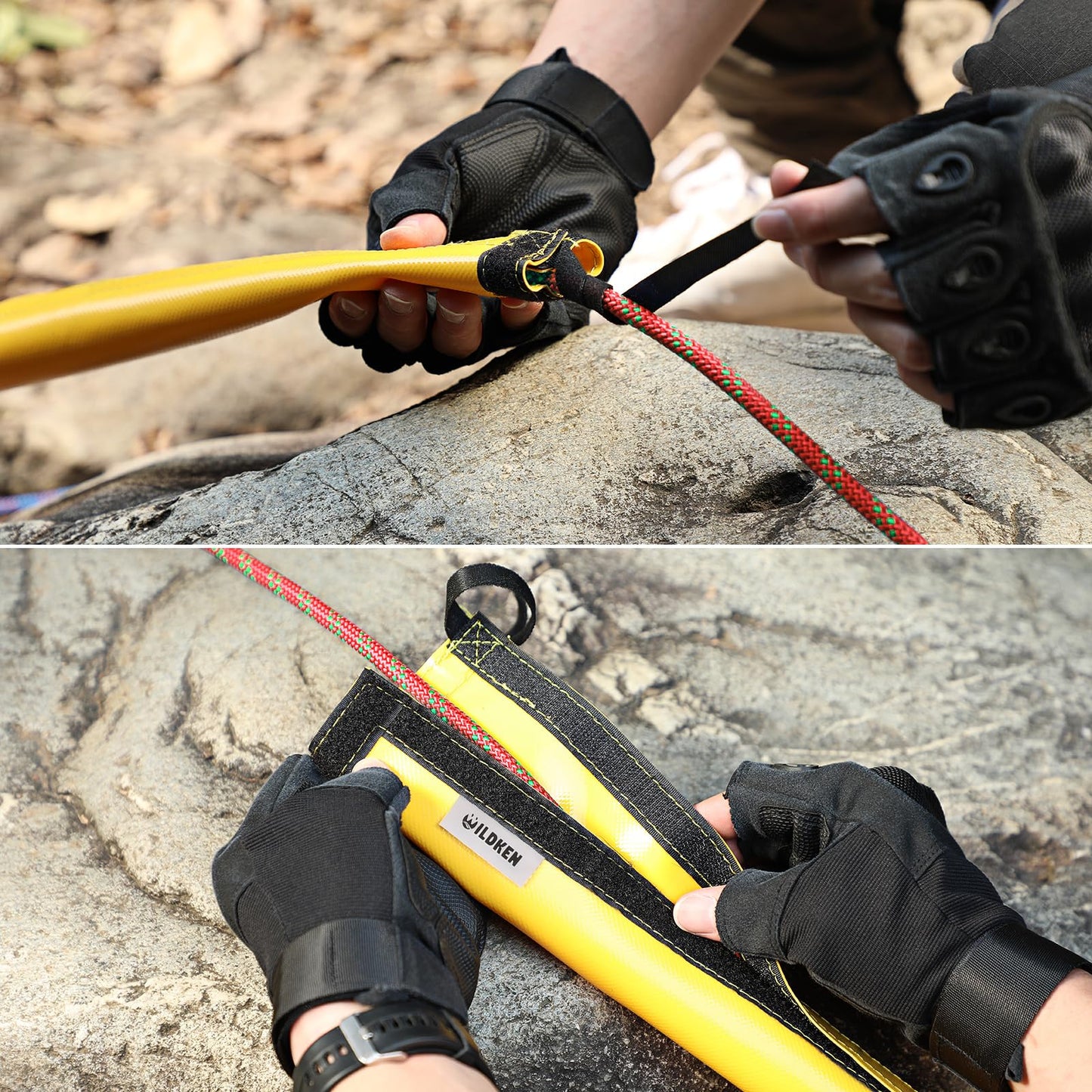 WILDKEN Rope Protector Rock Climbing Arborist Rope Protector Sleeve Rappelling Abseiling Equipment (Yellow)