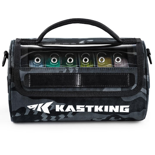KastKing BaitSpace Line Management Bag, Fishing Line Storage Bag with Water Resistant Nylon, Clear View Window, Removable Divider for Up to 10 Spools, Tangle-free Leader Line Holder