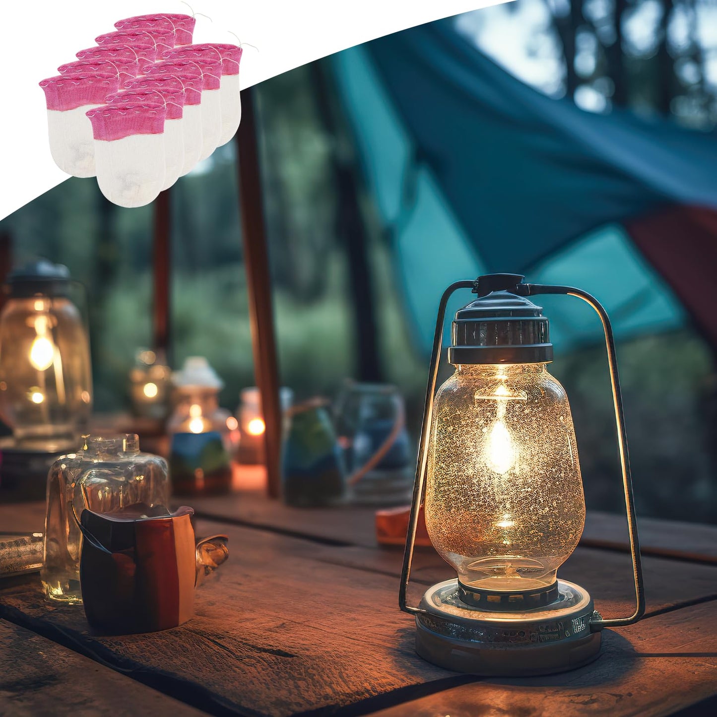 20 Pieces Propane Lanterns Mantles Gas Lamp Mantles Gas Lantern Mantles Propane Lantern Covers Mantles U-Shape Gas Lamp Mantles for Outdoor Camping Lantern (Pink)
