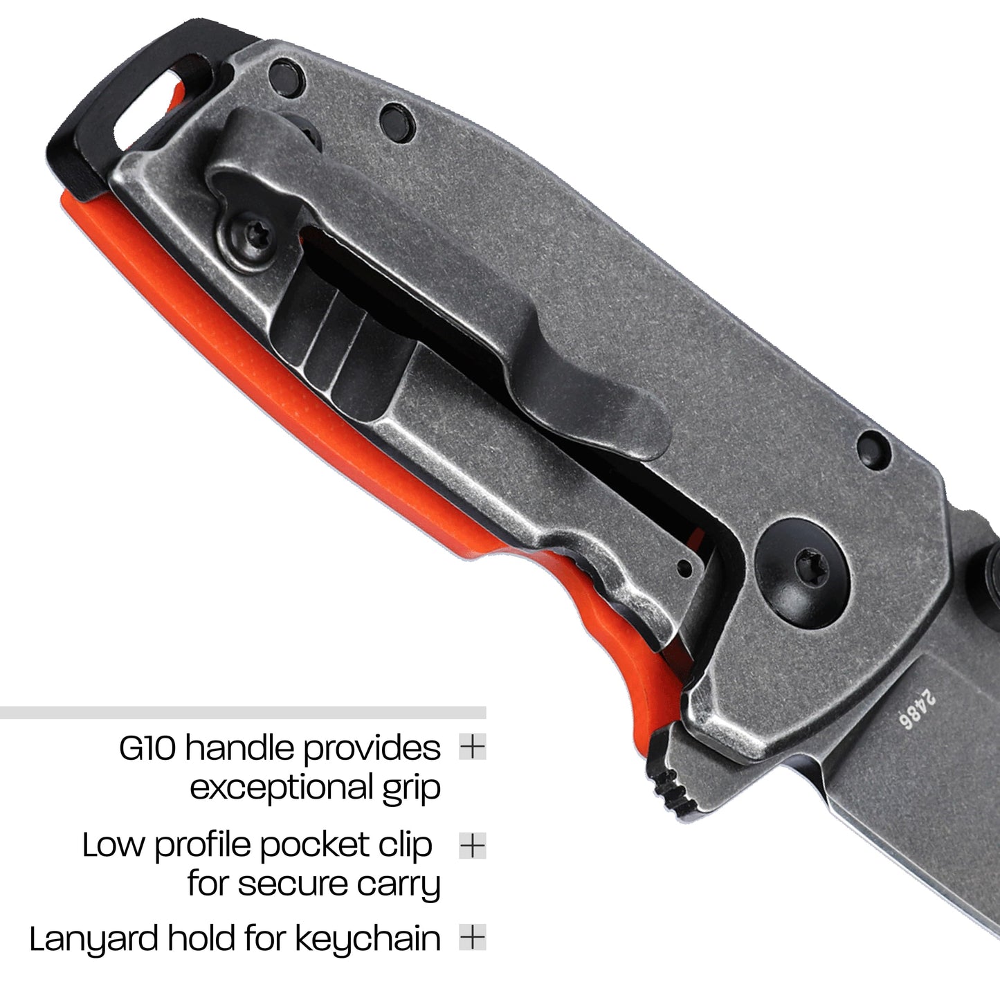 CRKT Squid Compact Everyday Carry Assisted Folding Knife with Frame Lock: D2 Plain Edge Blade, G10 Handle, Pocket Clip, 2486