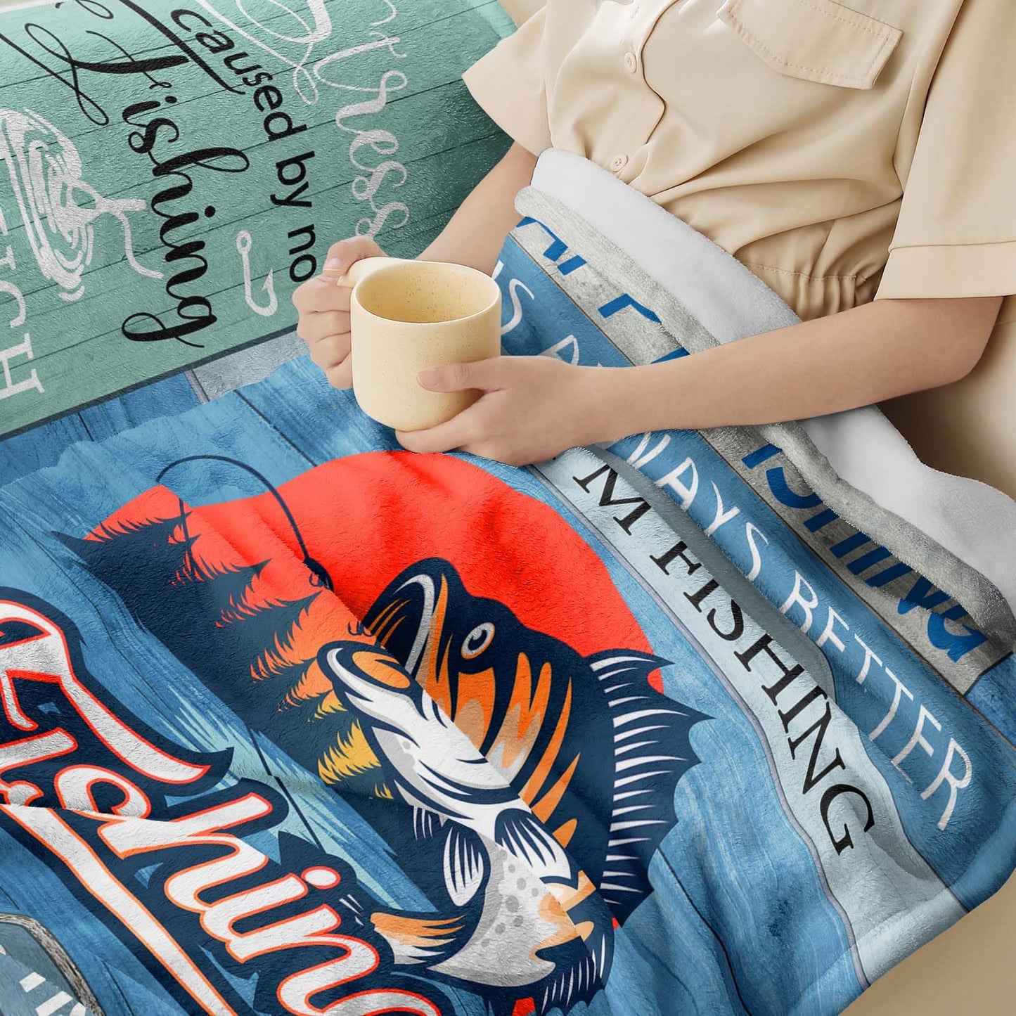 Fishing Gifts Blanket,Fishing Gifts for Men,Gifts for Men Who Love Fishing,Best Gifts for a Fisherman,Funny Fishing Gifts for Boys,Dad,Women,Fisherman Gifts Throw Blanket 60inx50in