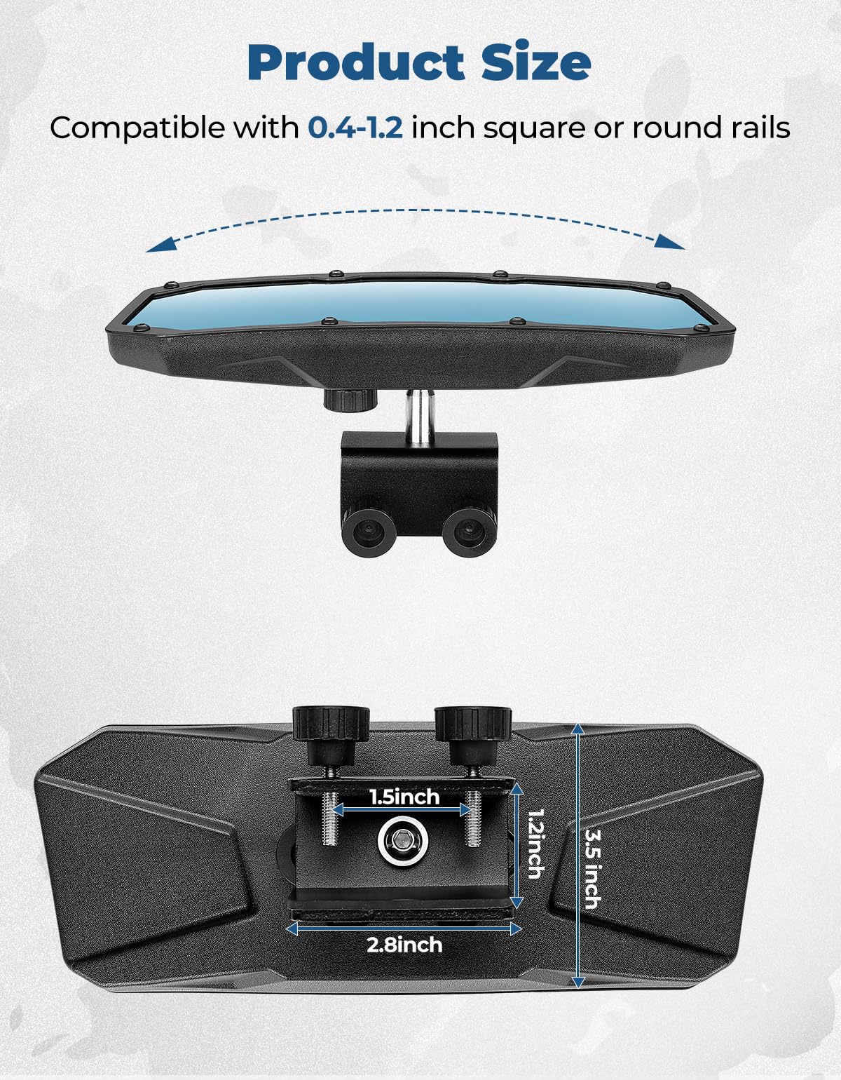KEMIMOTO Rear View Boat Mirror, Anti Glare Marine Mirror Blue Rearview Mirror with Panoramic Wide Angle for Ski Boat Pontoon Watercraft Surfing