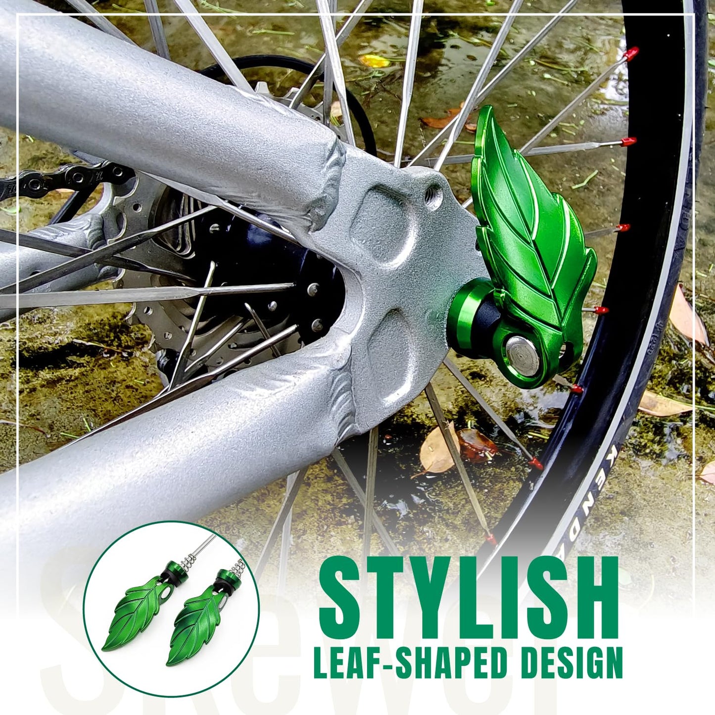 ONIPAX Leaf-Shaped Bike Quick Release Skewer Front & Rear Set for MTB, Road Bike