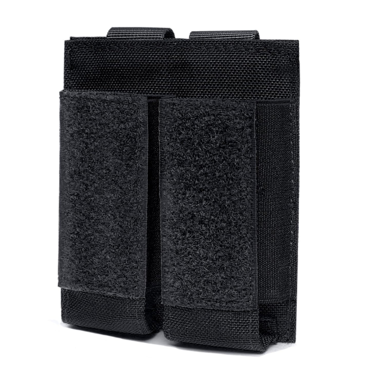 Azarxis Tactical Pistol Mag Pouch Holder Double Triple Molle Magazines Carrier Holster Bag with Front Loop Panel Fast Access (Black - Double Pouch)