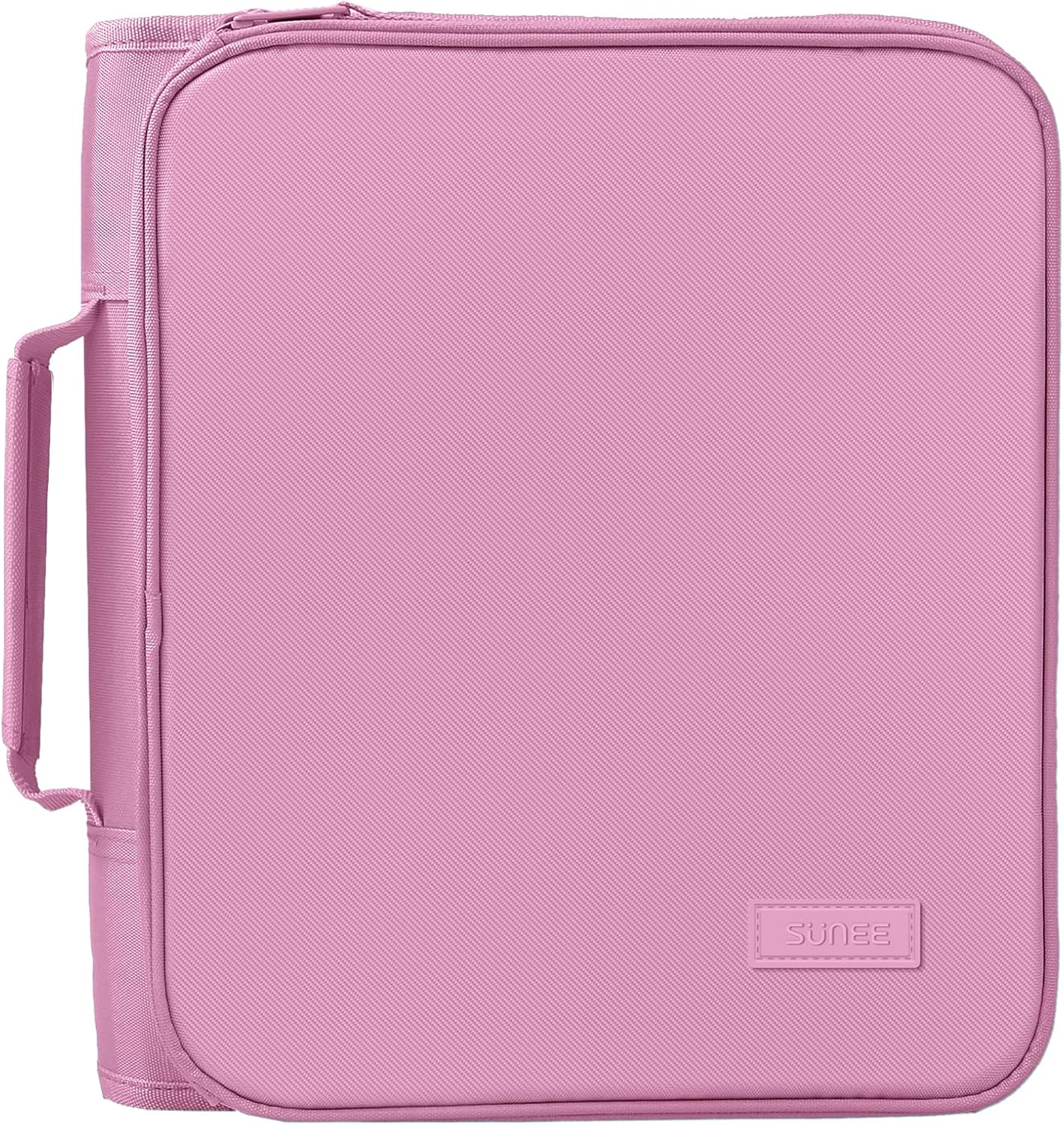 SUNEE Zippered Binder Bag with Handle, 2-Inch 3-Ring O-Ring, 500-Sheet Capacity, Includes Zip Pocket, 5-Tab Expanding File Folder, Multi-Pocket Organizer Binder for Middle School, Pink Lotus