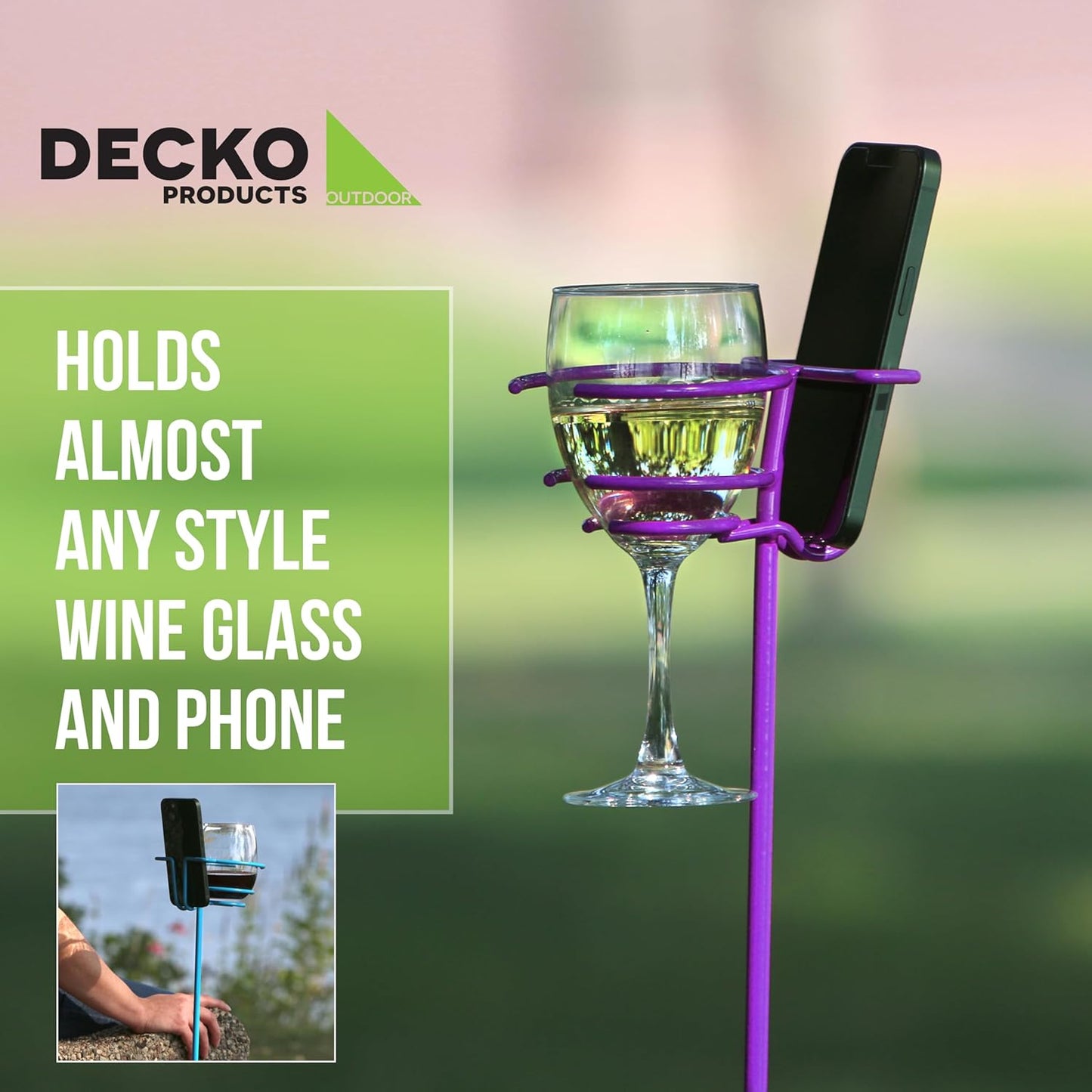 Decko Outdoor 30252 Heavy Duty Double Beverage Holder, White/Black, 2-Pack