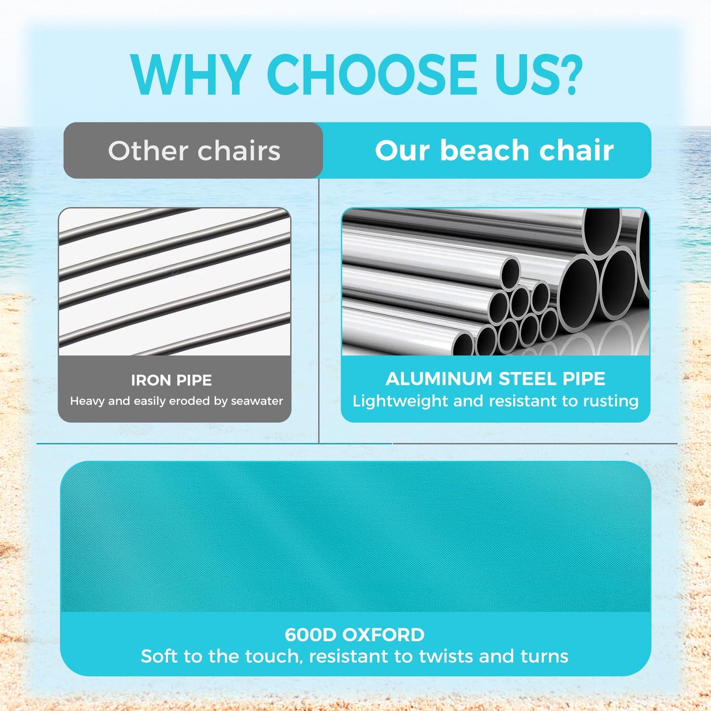 #WEJOY 2 Pack Folding 4-Position Beach Chair for Adults