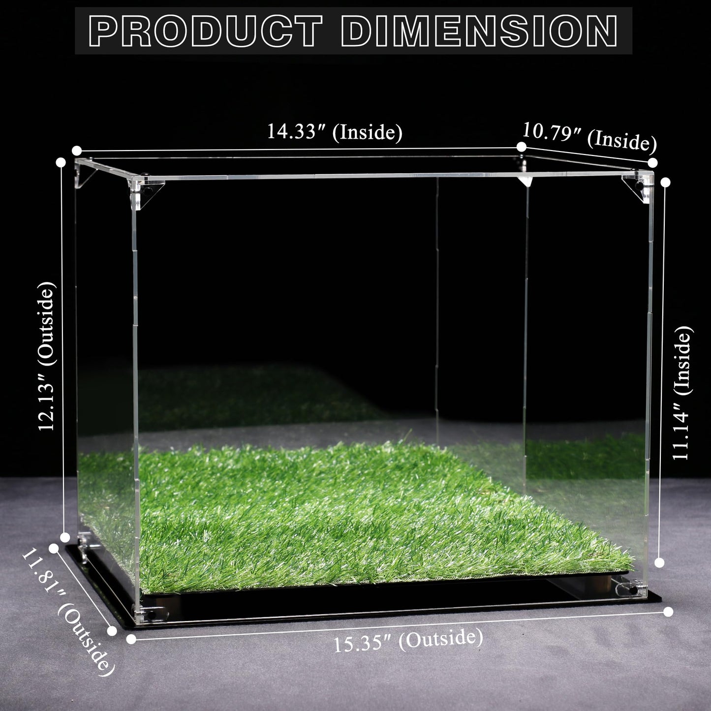 Full Size Football Helmet Display Case with 3-Modes LED Lights & Turf Base – Acrylic Showcase with Mirror Back, Gold Risers, UV Protection – Perfect for Sports Memorabilia & Collectibles