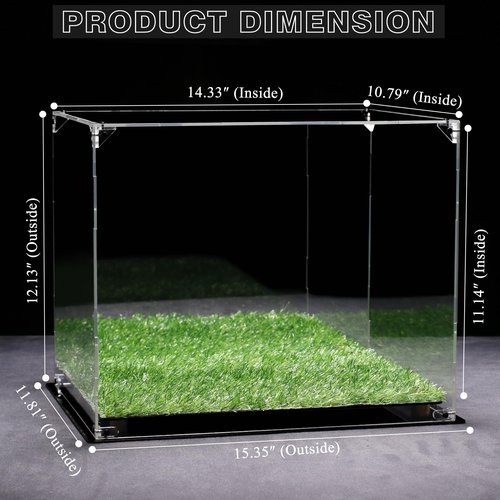 Full Size Football Helmet Display Case with 3-Modes LED Lights & Turf Base – Acrylic Showcase with Mirror Back, Gold Risers, UV Protection – Perfect for Sports Memorabilia & Collectibles