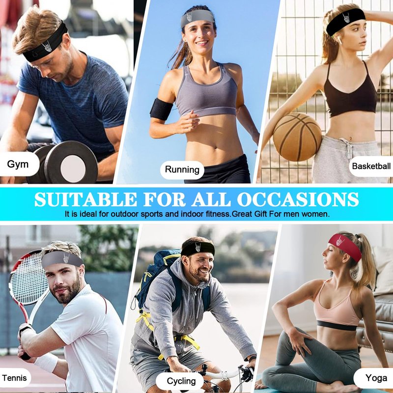Headbands for Women Workout Head Bands Sports Headbands for Men Sweat Band Running Headband for Women Non Slip Sweatbands for Men 3pcs Skull Sweat Wicking Headband Women's Hair Athletic Yoga