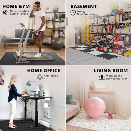 18-Piece EVA Interlocking Gym Mats Set - 12.6” Foam Floor Tiles for Home Workout & Fitness