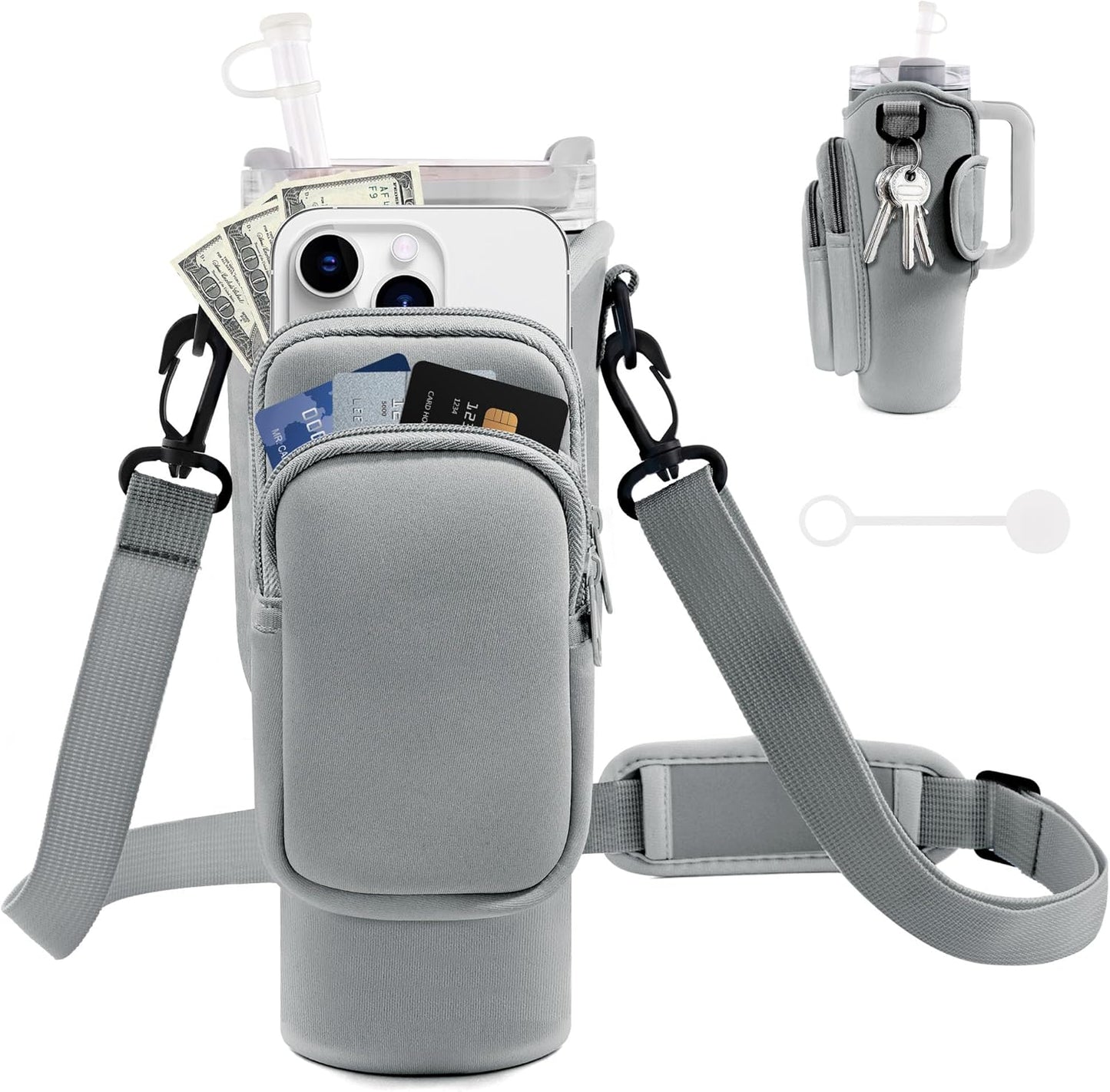Water Bottle Carrier Bag for Stanley Cup 40/30 Oz | Adjustable Strap & Phone Pocket