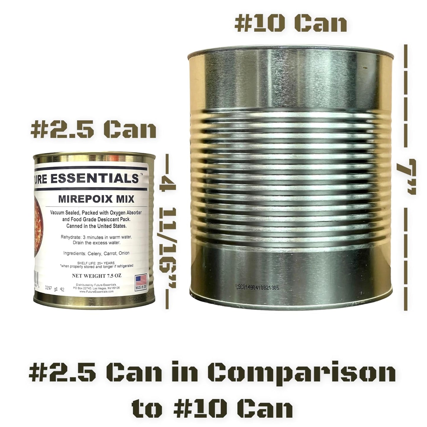 Future Essentials Dehydrated Mirepoix Mix | 7.5 oz Can | Emergency Food Supply | Dried Onion, Carrot & Celery Blend | Long Shelf Life | Ideal for Cooking, Prepping & Food Storage | Made in USA