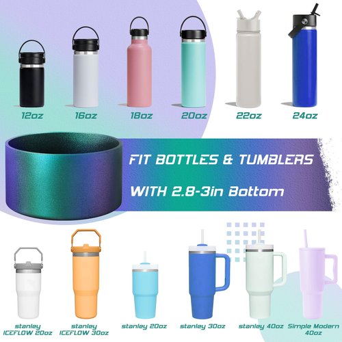 VIKIZUES Chameleon Gradient Matte Luster Silicone Boot, Compatible with Stanley Tumblers 20-40oz and 12-24oz Water Bottles with 2.8-3in Base, Anti-Slip Glitter Bottom Protector (Jungle Green)