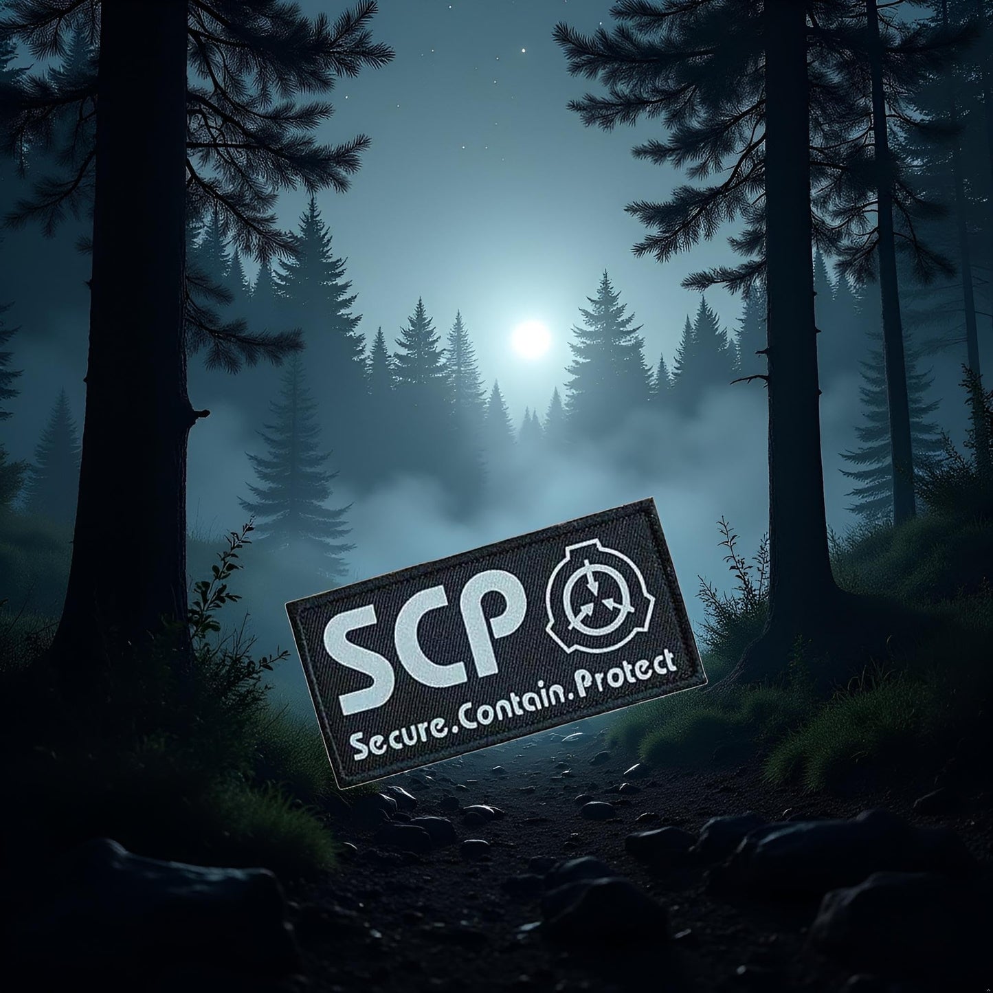 1Pc Black SCP Foundation Special Containment Procedures Foundation Logo Military Hook Loop Tactics Morale Luminous Patch Tactical Bag Accessories,Tactical and Personal Defense