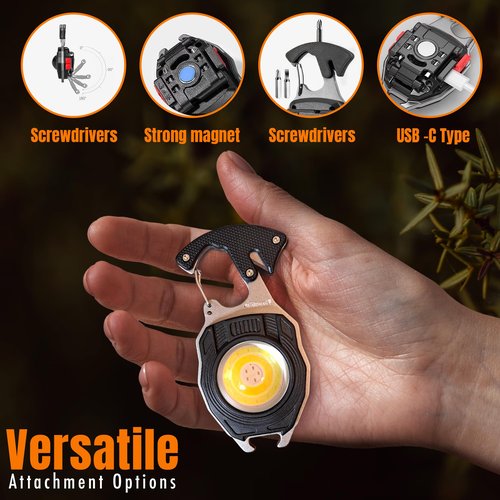 GUARDMAN Stocking Stuffers – Multitool Survival Keychain Tool, LED Flashlight, Carabiner, Fire Starter, Screwdriver, Whistle, Bottle Opener – Camping & Outdoor Multi Tool Gear - 1 Pack