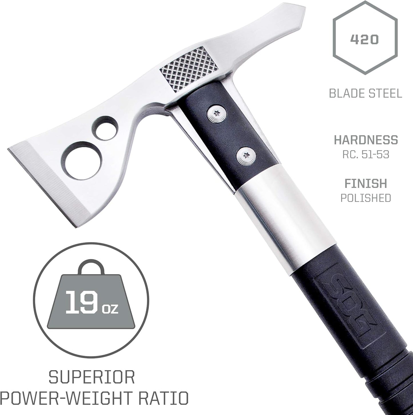 SOG FastHawk- Lighter, Faster, Agile Throwing Hatchet, Versatile Survival Tactical Axe for Competition Throwing and Camping, Hunting and Packing-Black (F06TN-CP)